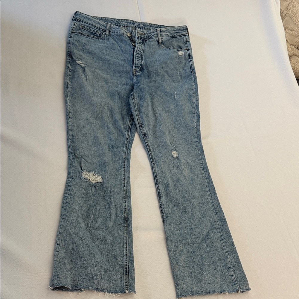 Old Navy Light Blue Distressed Flare Jeans